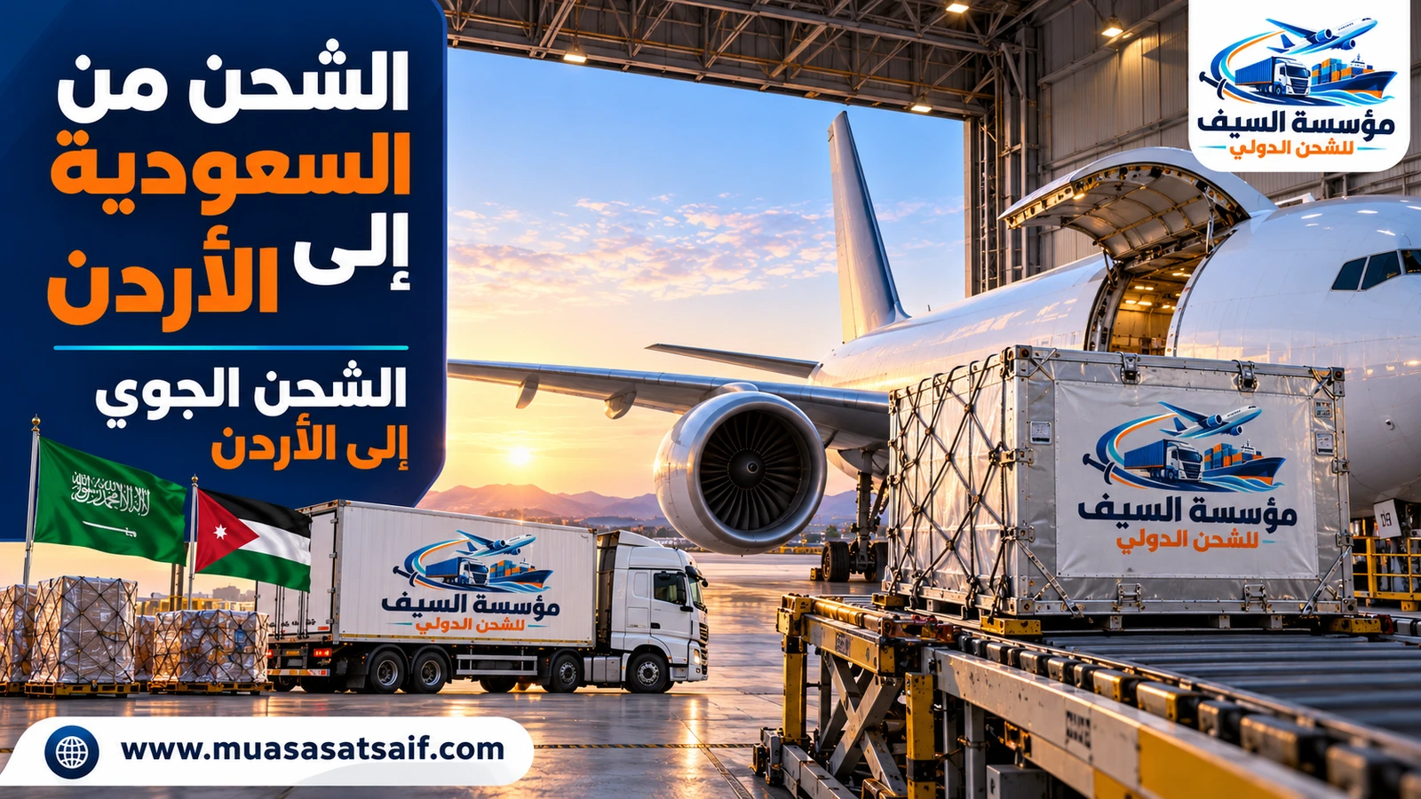الشحن الجوي من السعودية إلى مطار الملكة علياء الدولي في عمّان — مؤسسة السيف