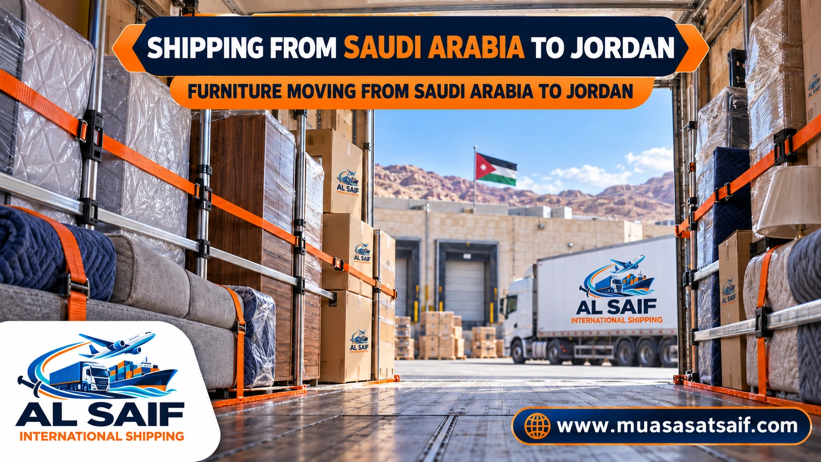 Moving furniture from Saudi Arabia to Jordan in a closed truck — Al Saif