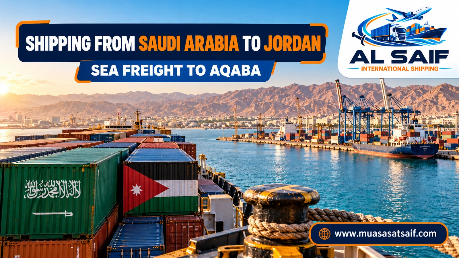 Commercial containers shipped from Jeddah Islamic Port to Aqaba port — Al Saif