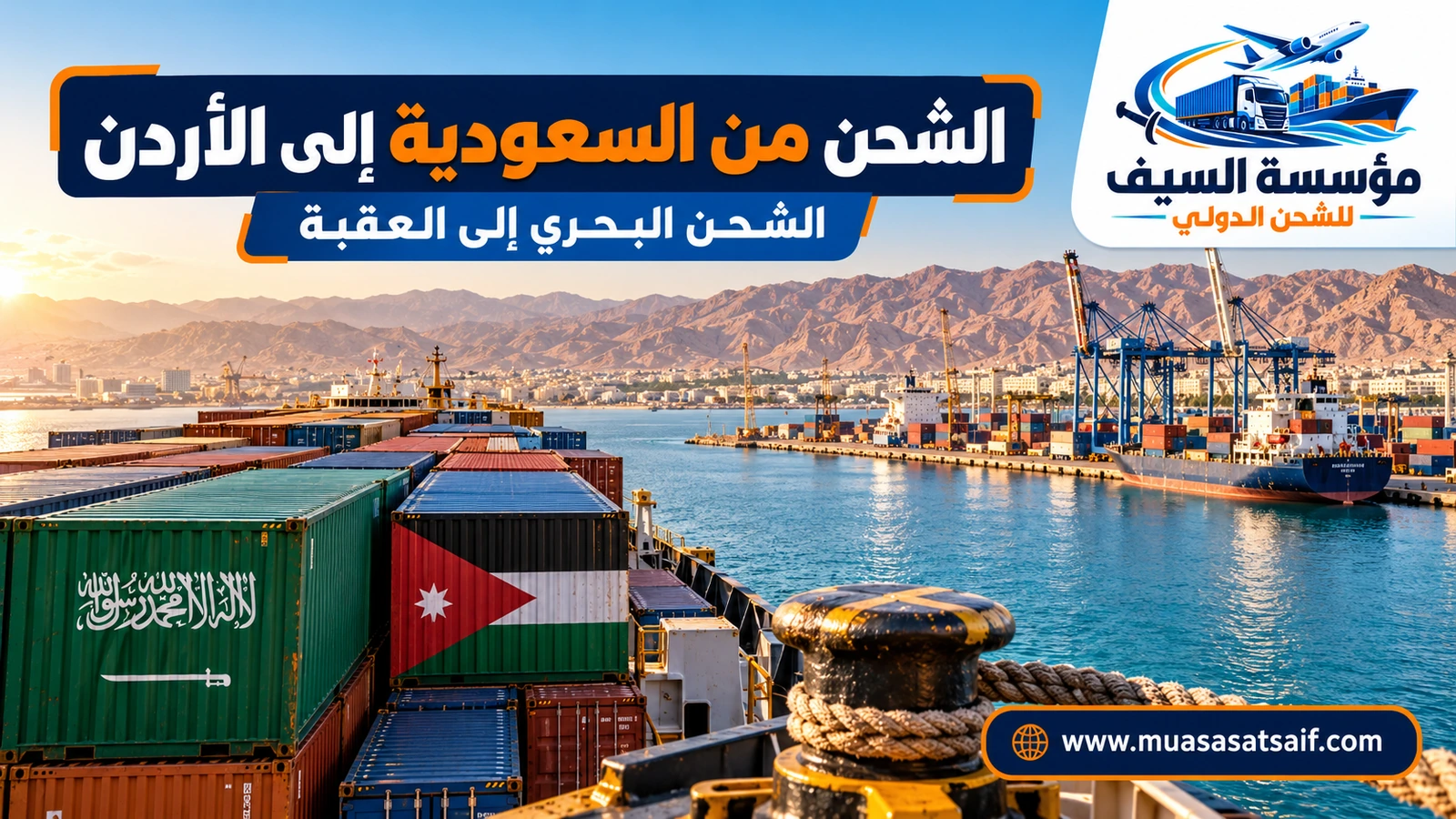 شحن الحاويات التجارية من ميناء جدة الإسلامي إلى ميناء العقبة — مؤسسة السيف