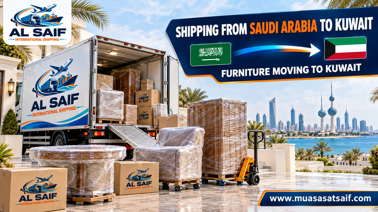 Moving furniture from Saudi Arabia to Kuwait in a closed truck — Al Saif