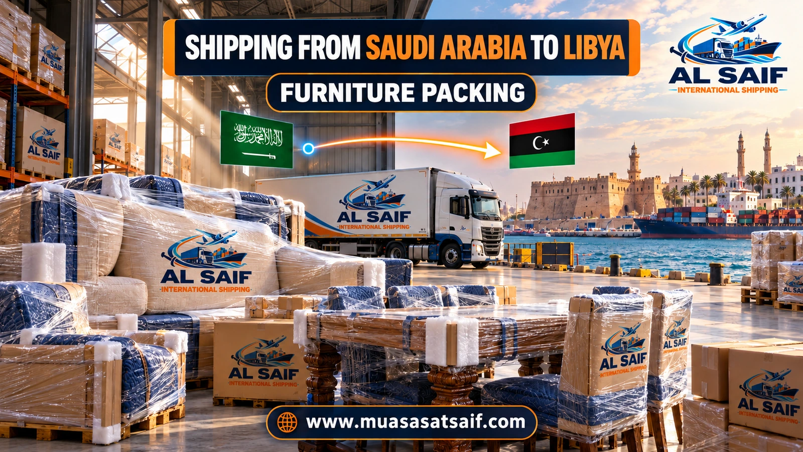 Packing household furniture in Saudi Arabia before shipping to Libya — Al Saif