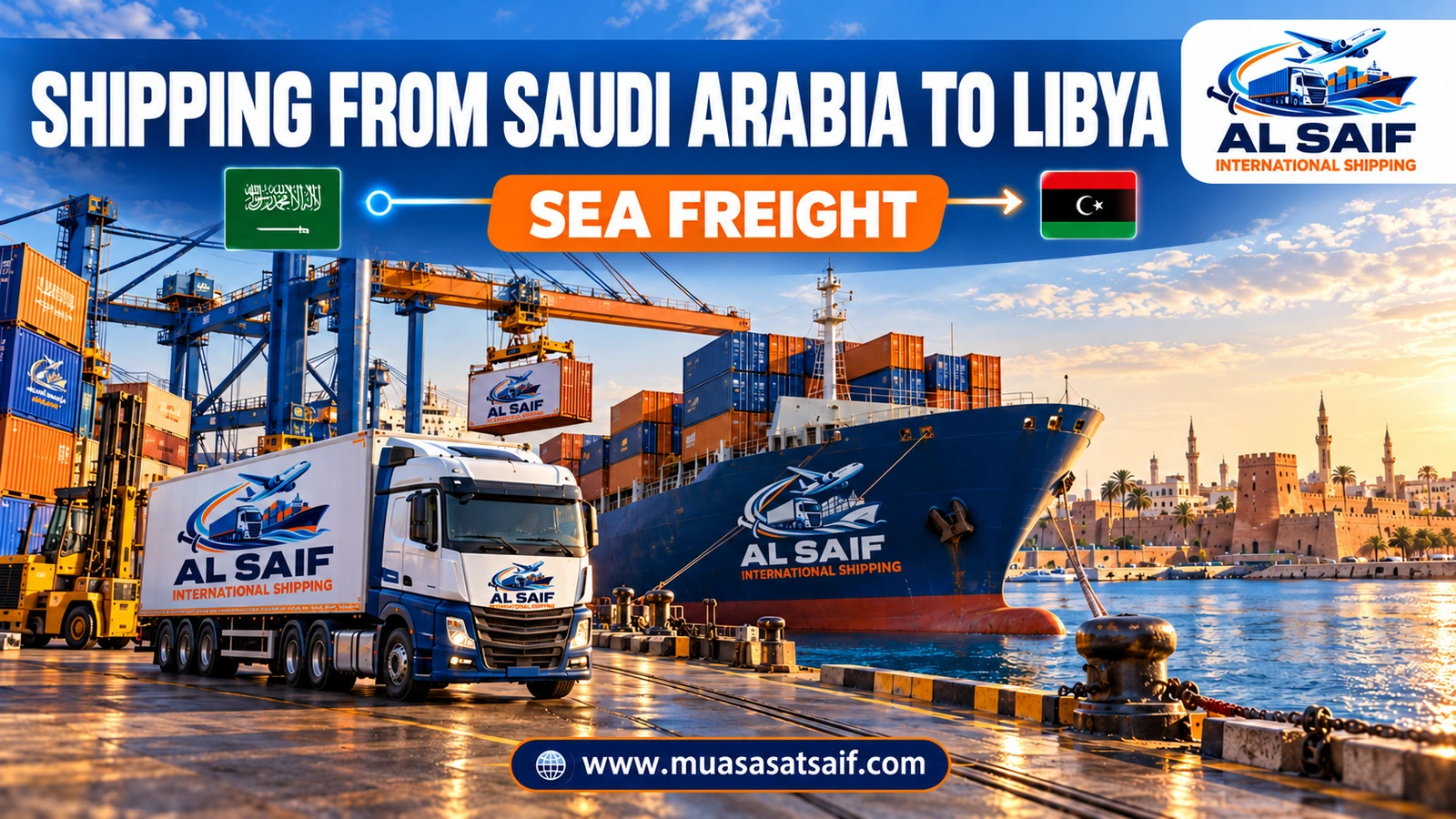 A container ship sailing from Jeddah Islamic Port to the ports of Libya — Al Saif