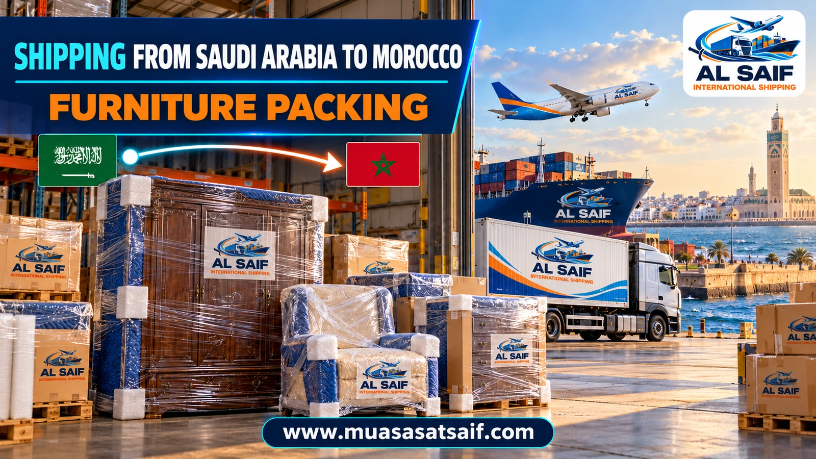 Packing household furniture in Saudi Arabia before shipping to Morocco — Al Saif
