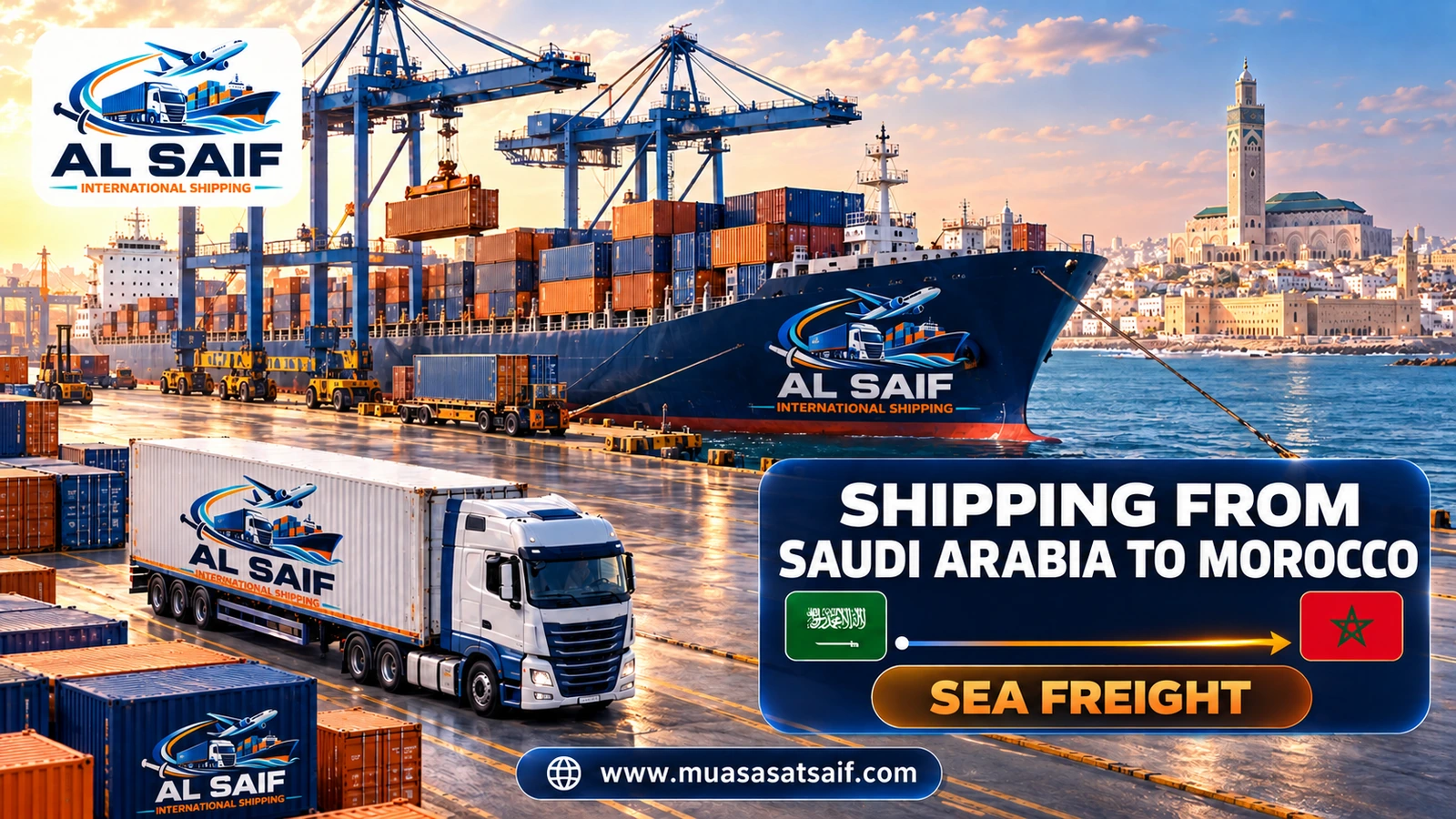 A furniture container from Jeddah Islamic Port to Casablanca and Tanger Med — Al Saif