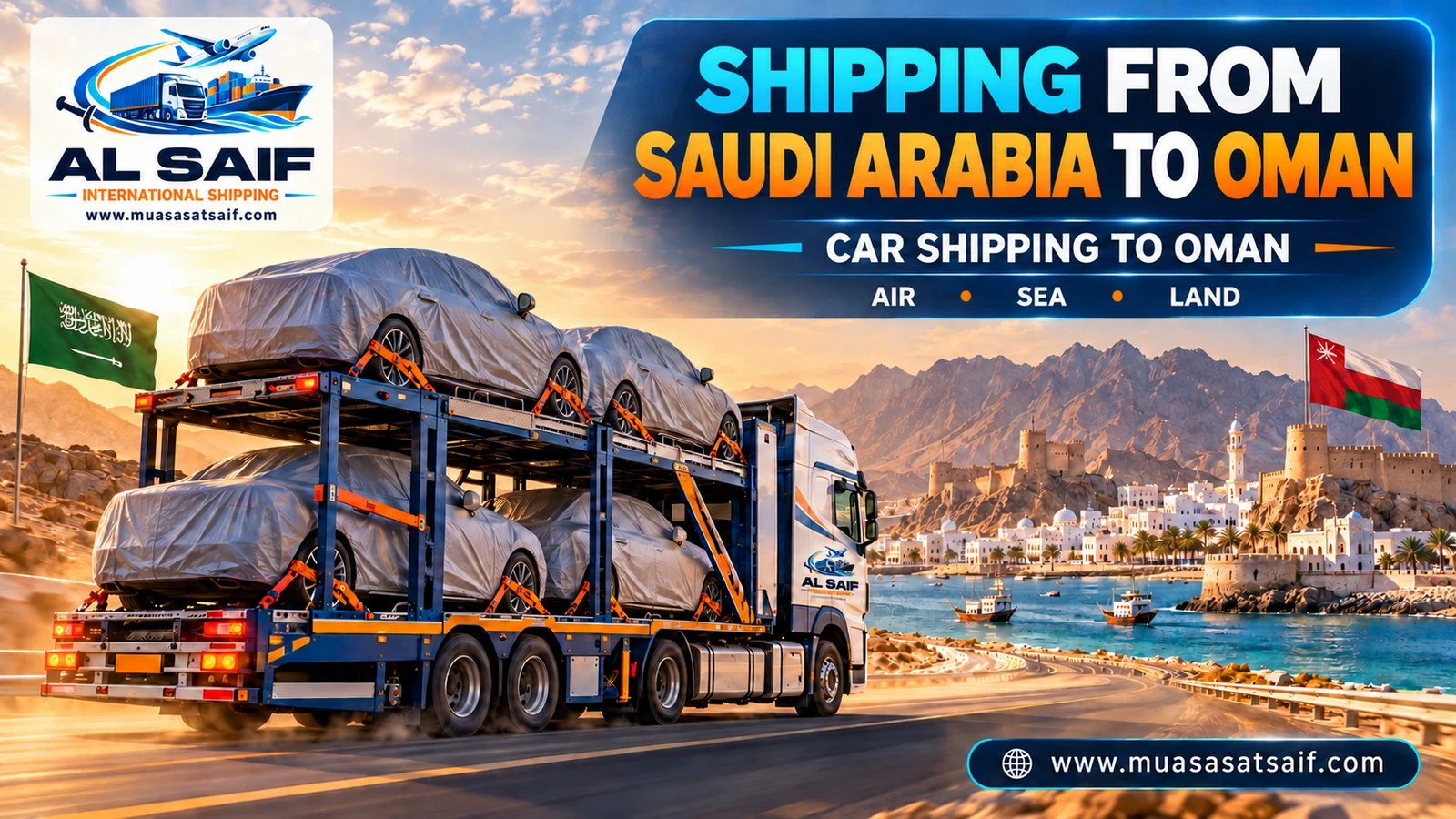Car shipping from Saudi Arabia to Oman on a carrier — Al Saif