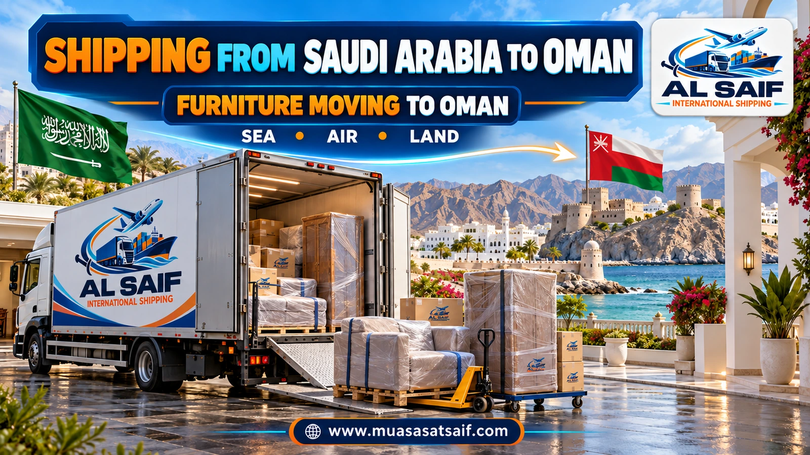 Moving furniture from Saudi Arabia to Oman in a closed truck — Al Saif