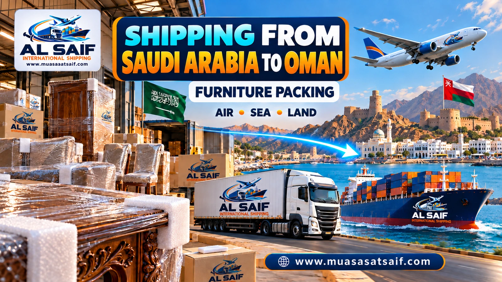 Packing furniture for shipping from Saudi Arabia to Oman — Al Saif