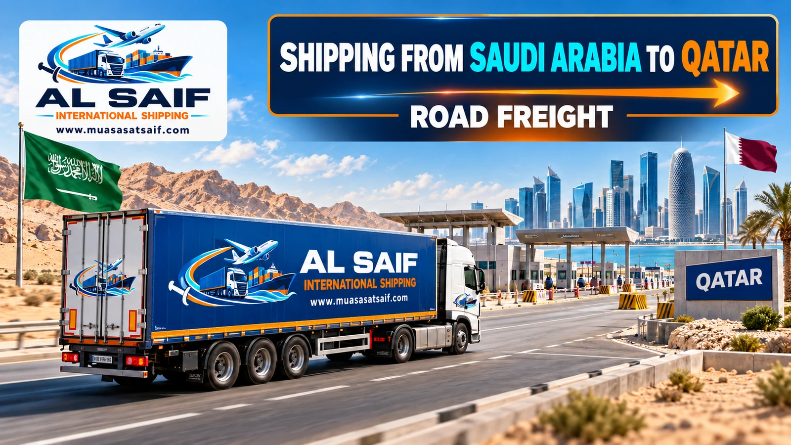 Road freight from Saudi Arabia to Qatar via Salwa and Abu Samra — Al Saif