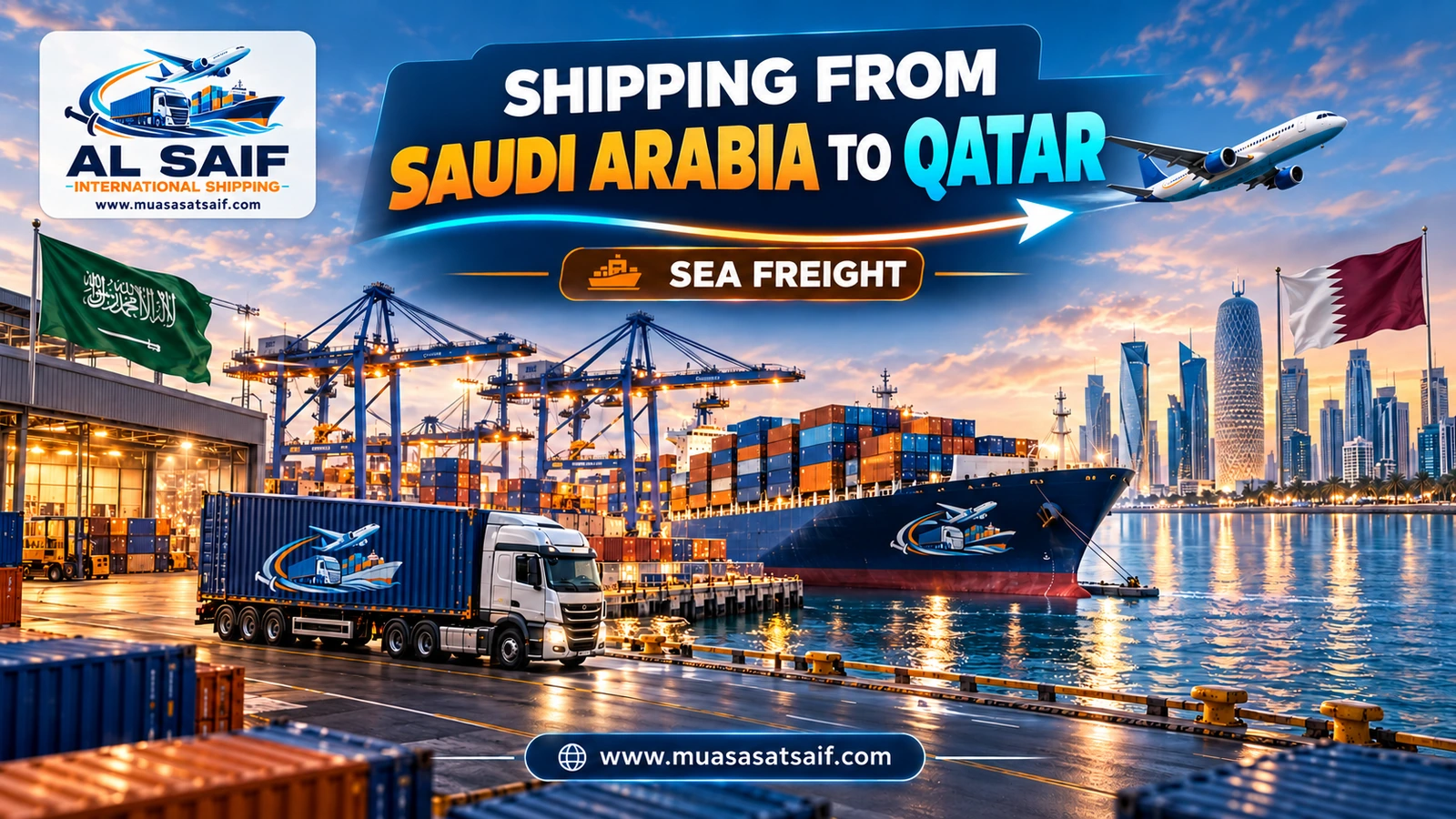 Commercial container shipping from Dammam port to Hamad Port — Al Saif