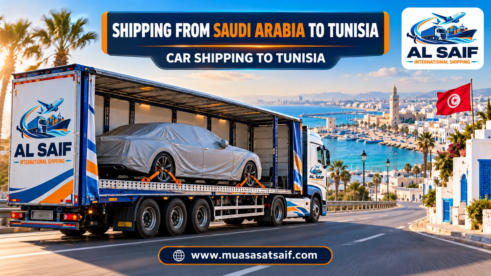 Car shipping from Saudi Arabia to Tunisia inside a container — Al Saif