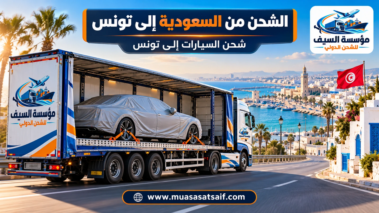 شحن سيارات من السعودية الي تونس داخل حاوية — مؤسسة السيف