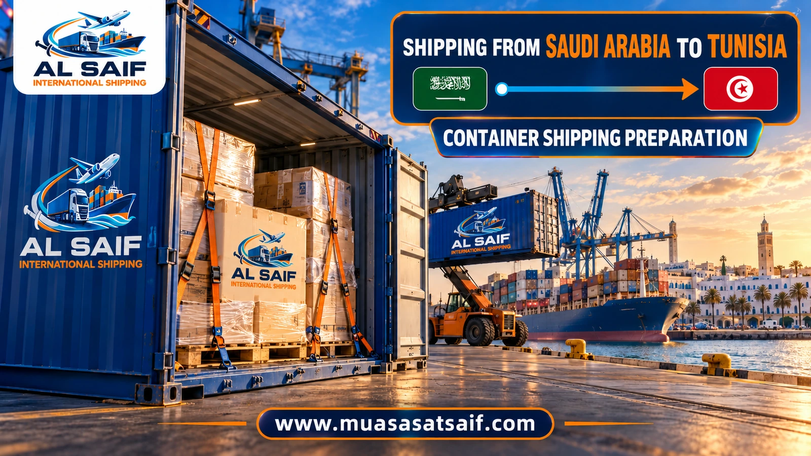 Unloading a furniture container at Rades port and clearing it with Tunisian Customs — Al Saif