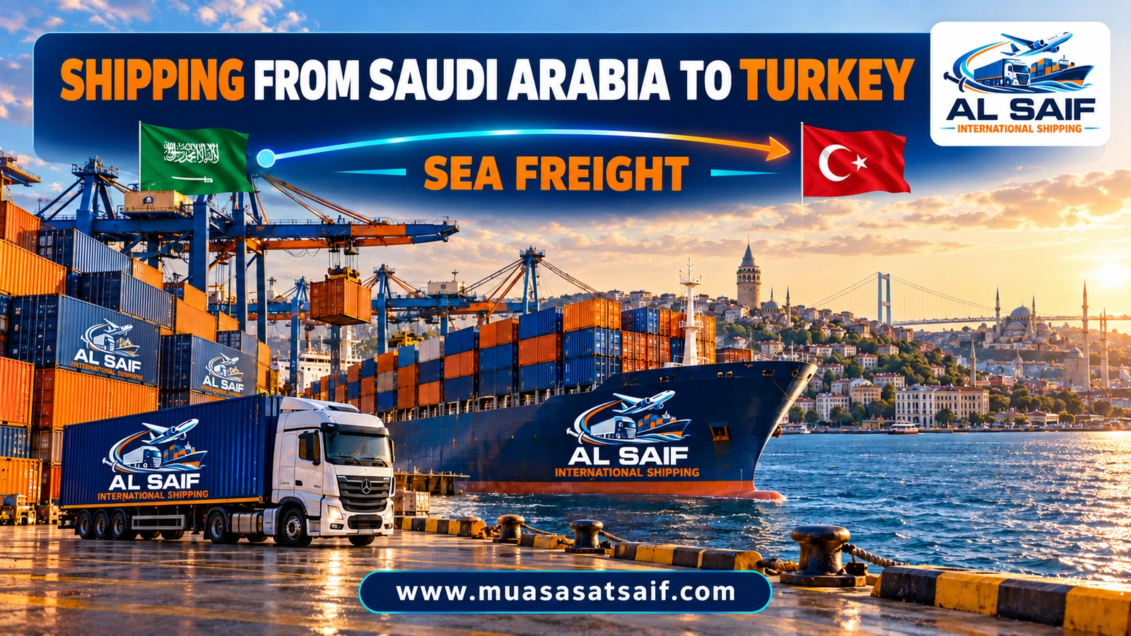 A furniture and car container from Jeddah Islamic Port to Mersin and Istanbul — Al Saif