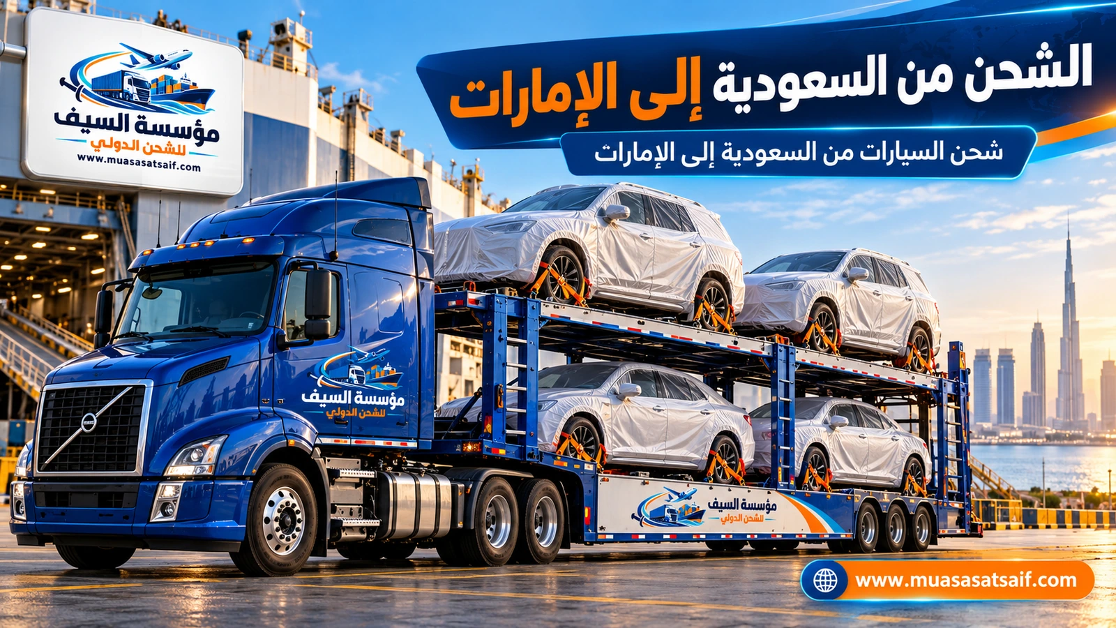 شحن السيارات من السعودية إلى الإمارات — مؤسسة السيف
