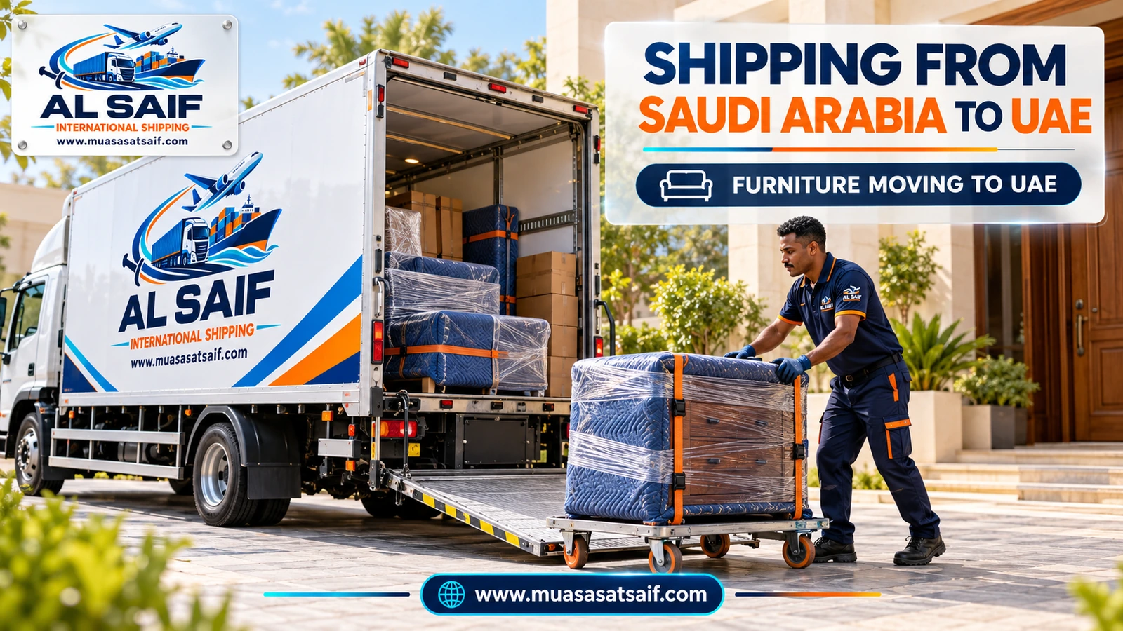 Moving furniture from Saudi Arabia to the UAE in closed trucks — Al Saif