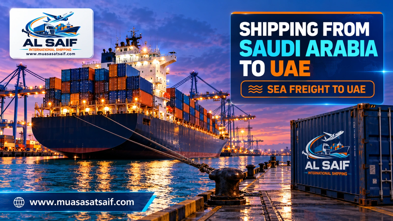 Container sea freight from Saudi Arabia to Jebel Ali — Al Saif