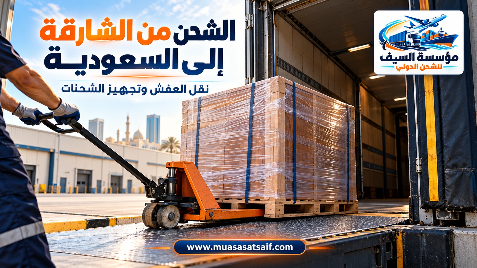 نقل الأثاث من الشارقة إلى السعودية بشاحنة مغلقة — مؤسسة السيف