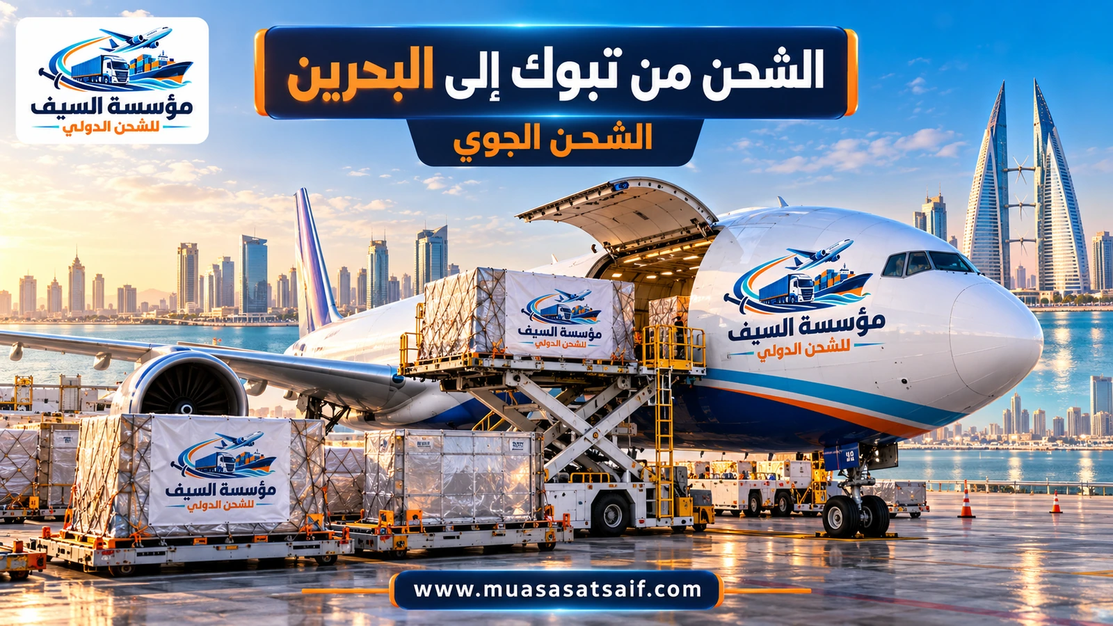 شحن جوي من تبوك إلى مطار البحرين الدولي — مؤسسة السيف