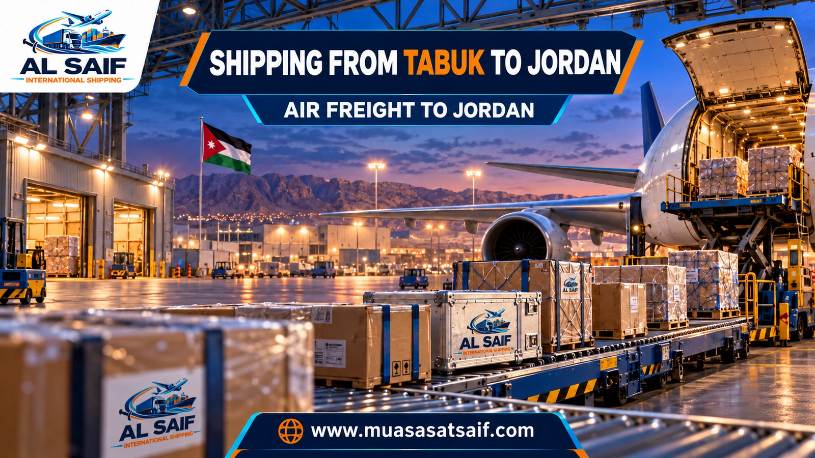 Air freight from Tabuk to Queen Alia International Airport in Amman — Al Saif