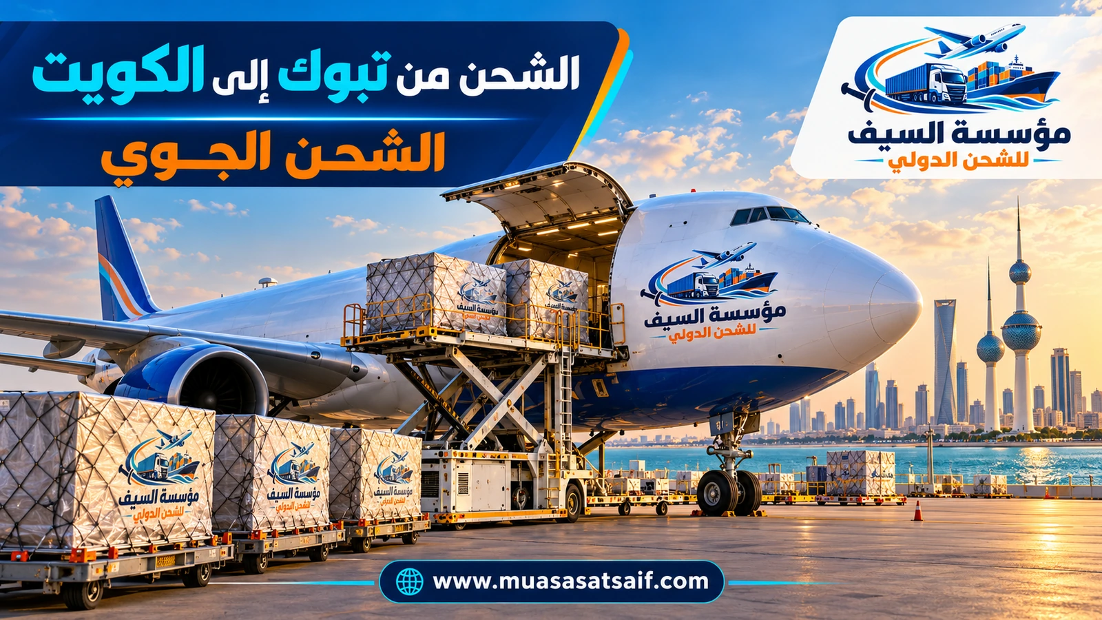 شحن جوي من تبوك إلى مطار الكويت الدولي — مؤسسة السيف