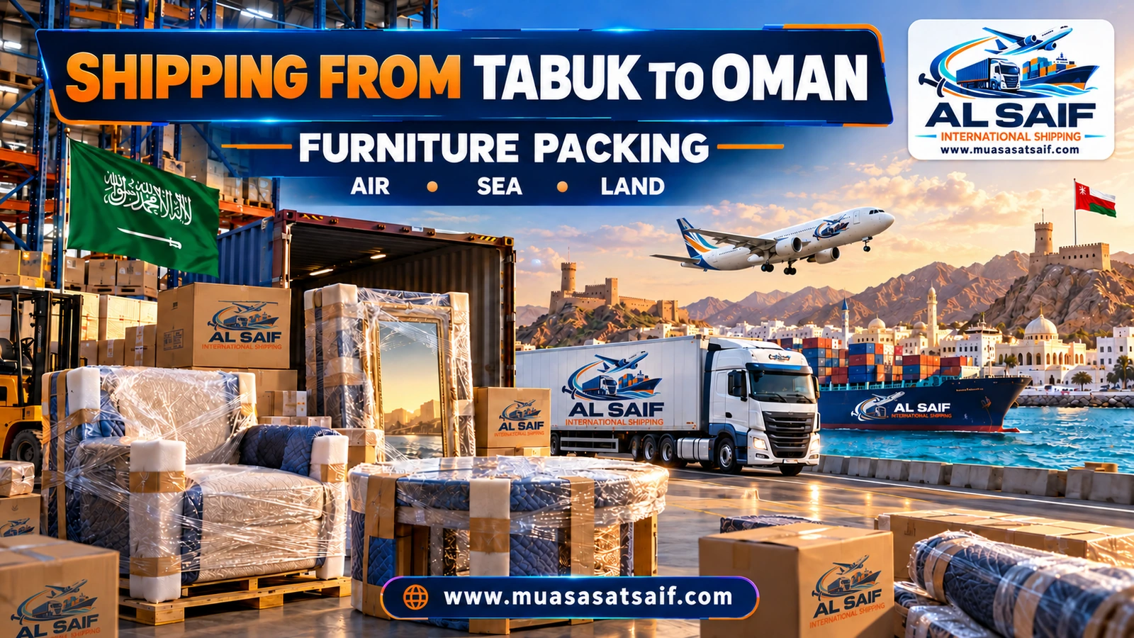 Packing apartment furniture in Tabuk before the move to Oman — Al Saif