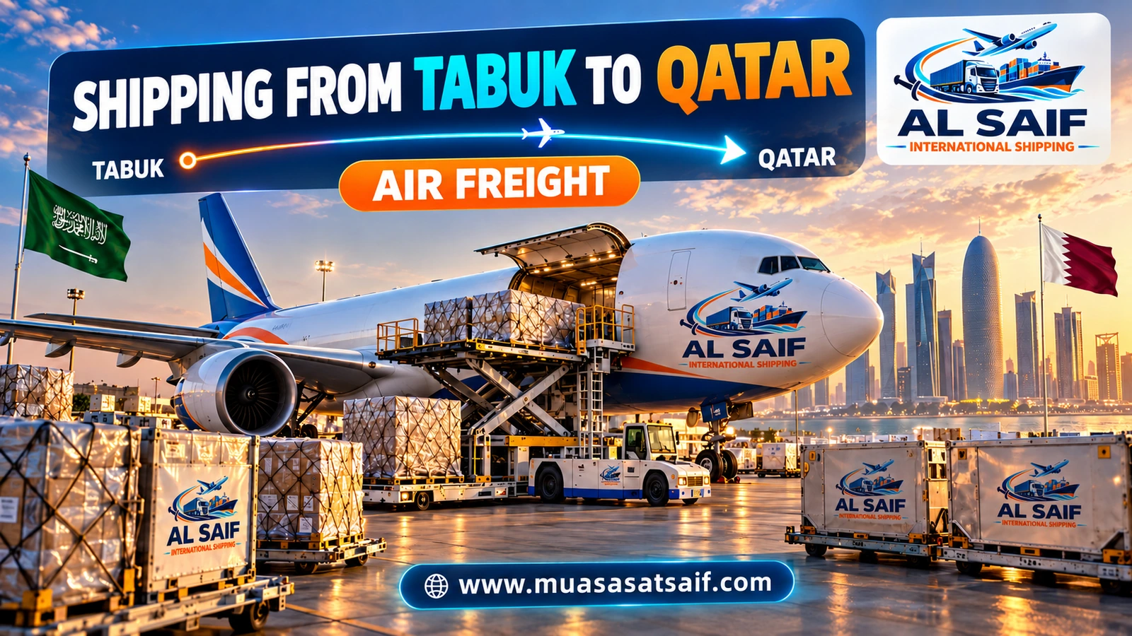 Air freight from Tabuk to Hamad International Airport, Doha — Al Saif