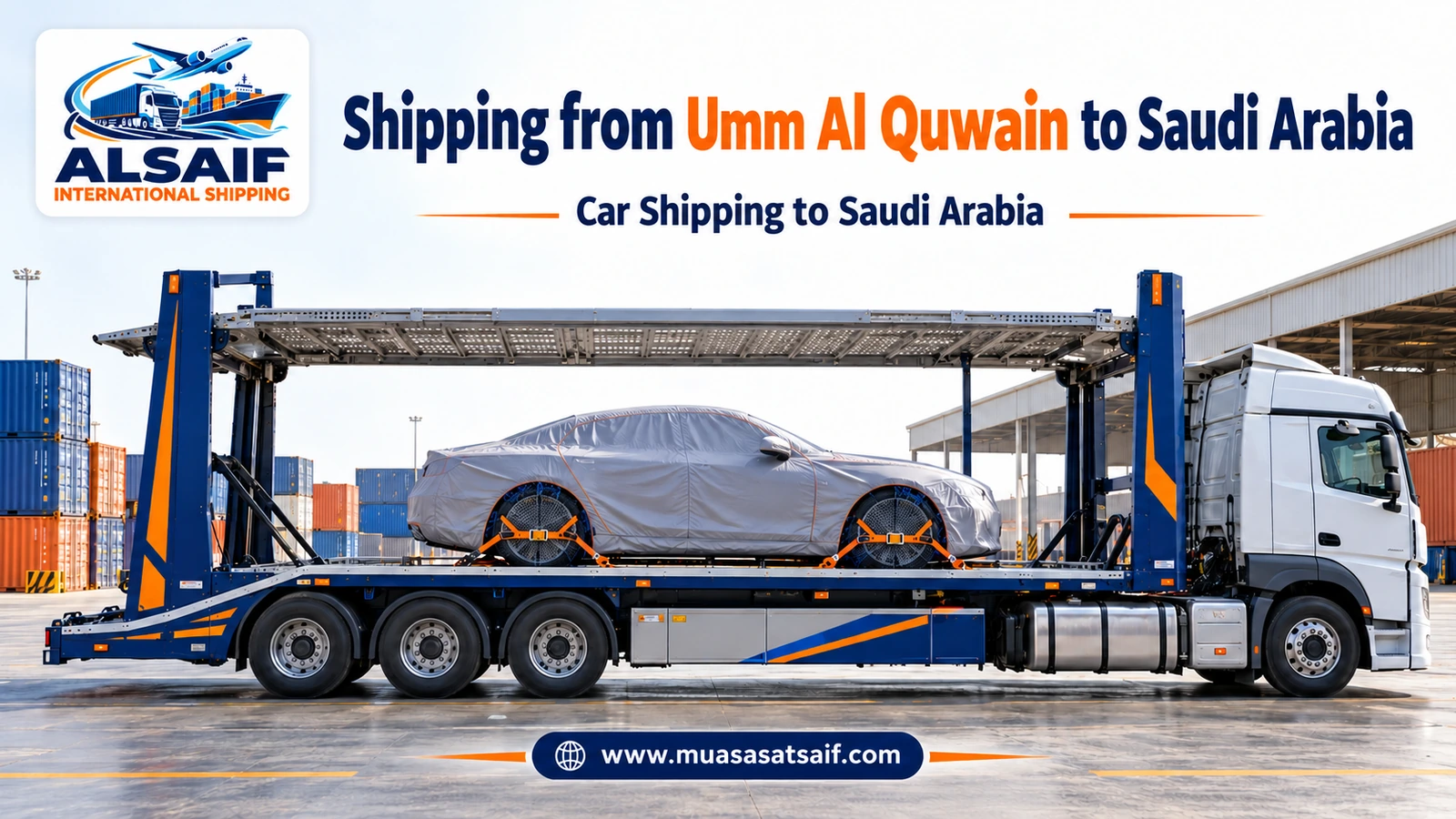 Car shipping from Umm Al Quwain to Saudi Arabia on a professional carrier — Al Saif