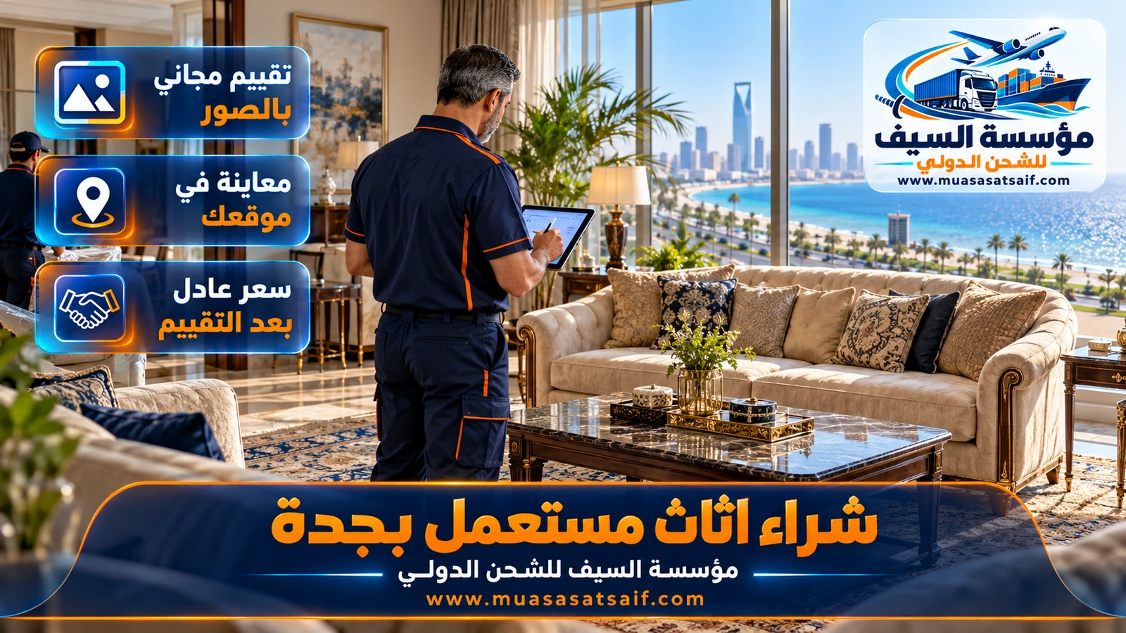 شراء اثاث مستعمل بجدة | تقييم بالصور ومعاينة ودفع قبل الفك والنقل